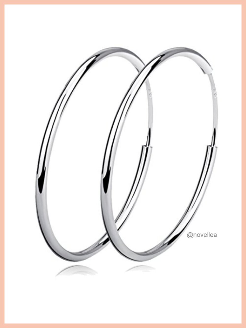 Sterling Silver Polished Round Circle Endless Hoop Earrings 40mm